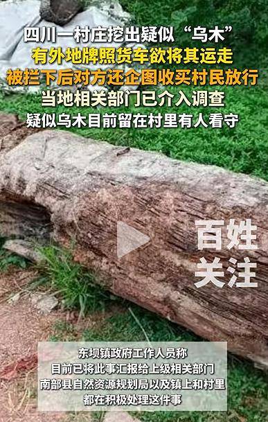 四川一村庄疑挖出珍贵乌木<strong></p>
<p>BTC价格</strong>，有人想运走被拦下，当地回应